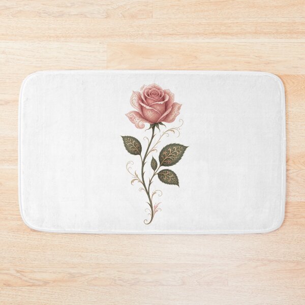 Item preview, Elegant Ornamental Pink Rose | Vintage Floral Botanical Art with Gold Filigree designed and sold by Joyfulfabric.