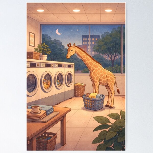 Item preview, Surreal Giraffe Laundry Night Cozy Aesthetic designed and sold by Creative_Canvas.