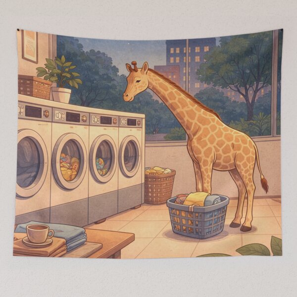 Item preview, Surreal Giraffe Laundry Night Cozy Aesthetic designed and sold by Creative_Canvas.