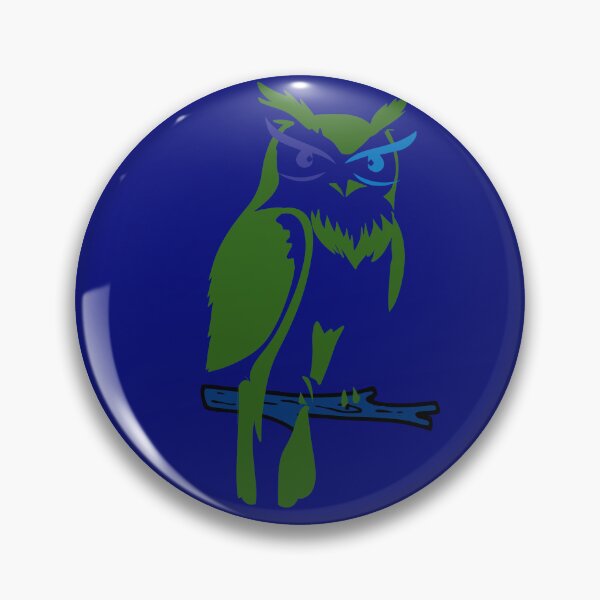 Artikelvorschau, Angry Owl Minimalist Design - Green Blue Forest Bird Illustration. entworfen und verkauft von LunaPrintCo.