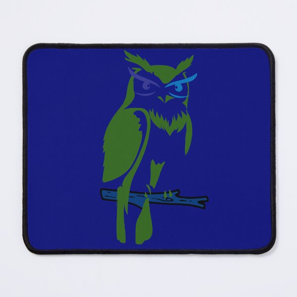 Item preview, Angry Owl Minimalist Design - Green Blue Forest Bird Illustration. designed and sold by LunaPrintCo.