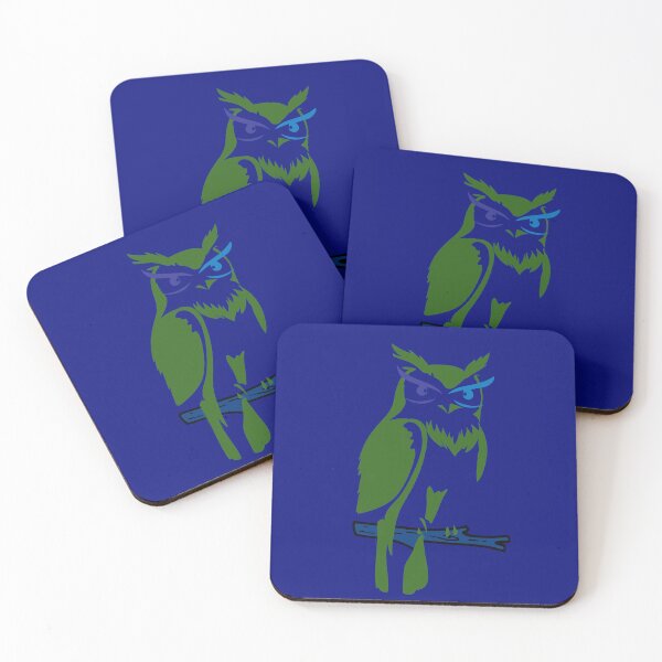 Item preview, Angry Owl Minimalist Design - Green Blue Forest Bird Illustration. designed and sold by LunaPrintCo.