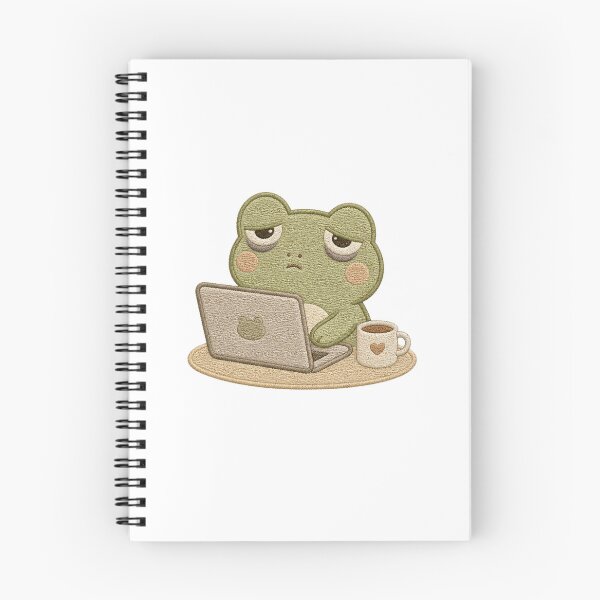 Item preview, Tired Frog Laptop Meme – Cozy Embroidery Aesthetic designed and sold by AMICO77.
