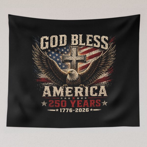 Item preview, God Bless America 250 Years 1776-2026 Christian Cross Eagle Flag  designed and sold by will freed18.