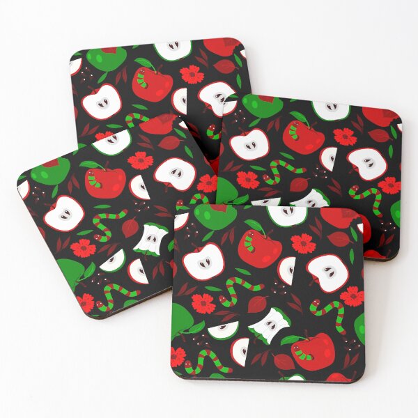 Item preview, rotten red apples green worms black floral designed and sold by Gossip Rag.