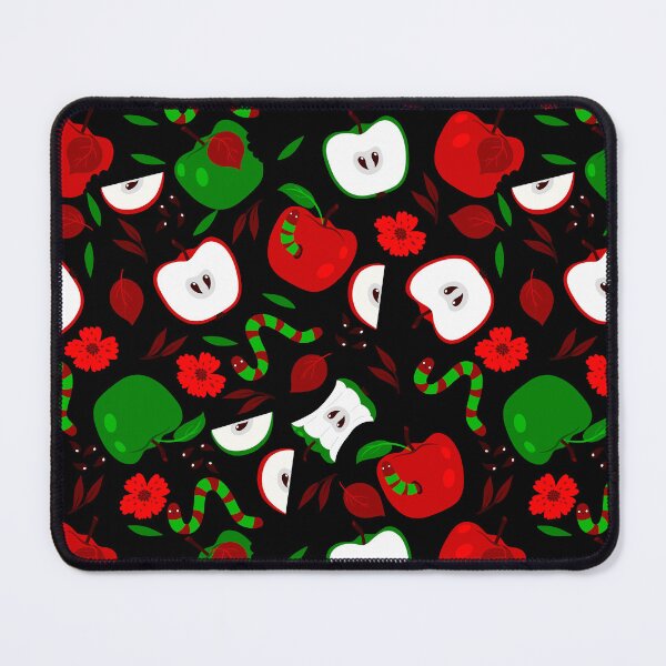 Item preview, rotten red apples green worms black floral designed and sold by Gossip Rag.