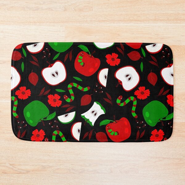 Item preview, rotten red apples green worms black floral designed and sold by Gossip Rag.