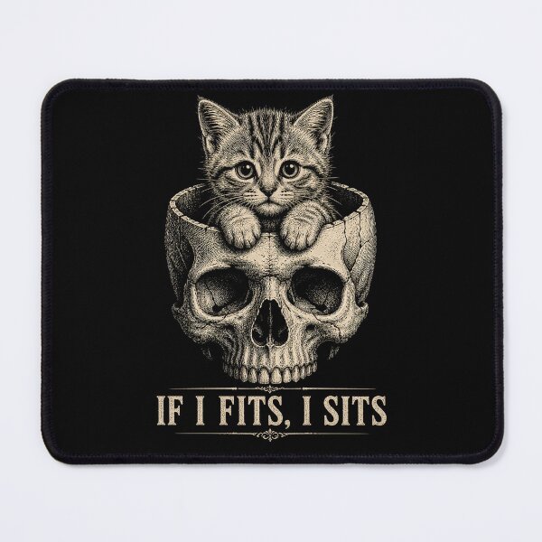 Item preview, If It Fits I Sit cute Cat Skull Minimalist Meme Humor designed and sold by Kladhadredo.