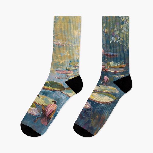 Item preview, Sunlit water lilies on a tranquil lily pond designed and sold by Rue Market.