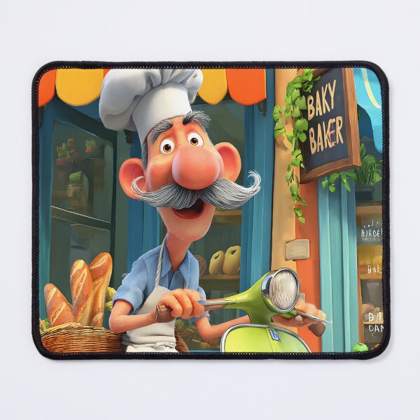 Item preview, Charming Baker on Scooter with Fresh Breads designed and sold by Artessie.