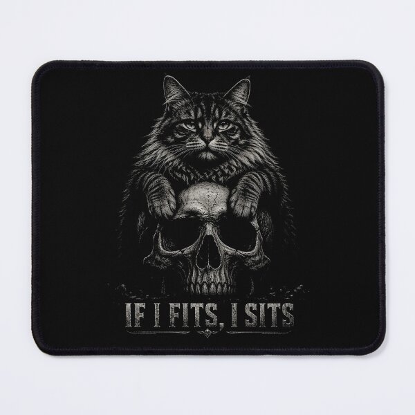 Item preview, If It Fits I Sit Black Cat Skull funny cats designed and sold by Kladhadredo.