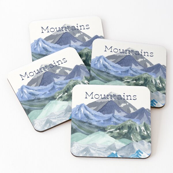 Item preview, ​Minimalist Blue Watercolor Mountains Art designed and sold by HBBS DESIGNS.