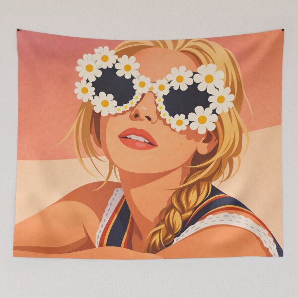 Item preview, Daisy Sunglasses Girl Summer Aesthetic Portrait designed and sold by Creative_Canvas.