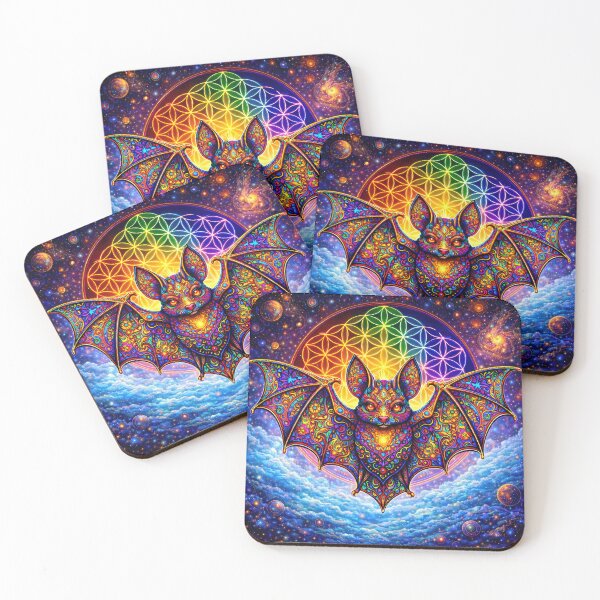 Item preview, Lab Visions 015: Flower of Life Ornate Vibrant Bat designed and sold by The Psychedelic Anarchist.