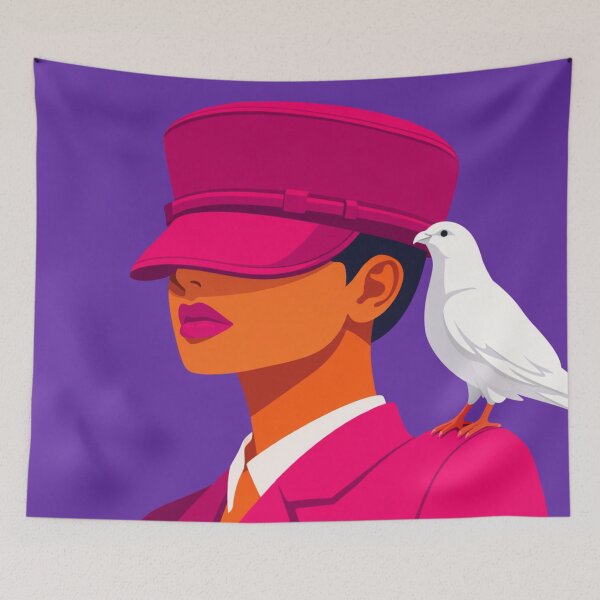 Item preview, Pink Fashion Woman Portrait With White Dove designed and sold by Creative_Canvas.