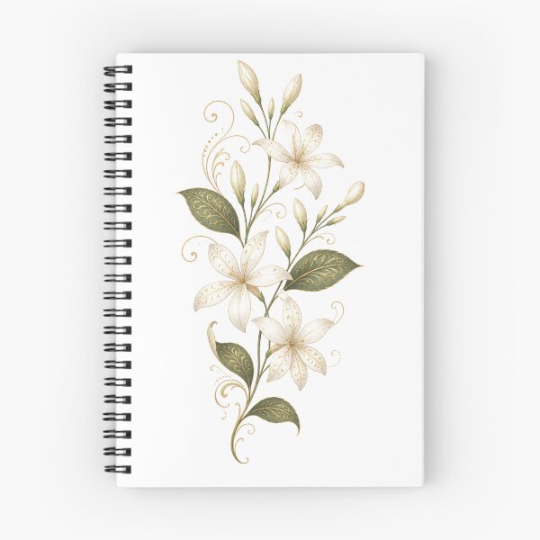 Item preview, Elegant Ornamental Jasmine Flower | Vintage Botanical Floral Art with Gold Filigree designed and sold by Joyfulfabric.