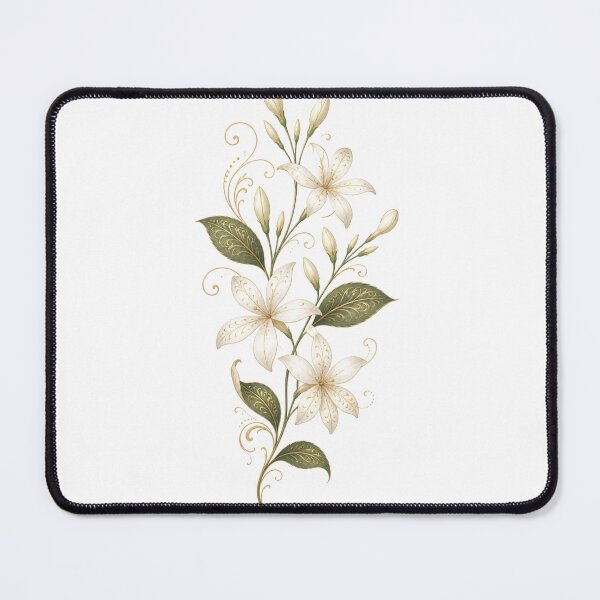 Item preview, Elegant Ornamental Jasmine Flower | Vintage Botanical Floral Art with Gold Filigree designed and sold by Joyfulfabric.