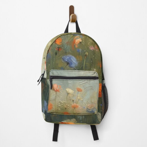 Item preview, Impressionistic wildflower meadow painting with colorful poppies designed and sold by Rue Market.