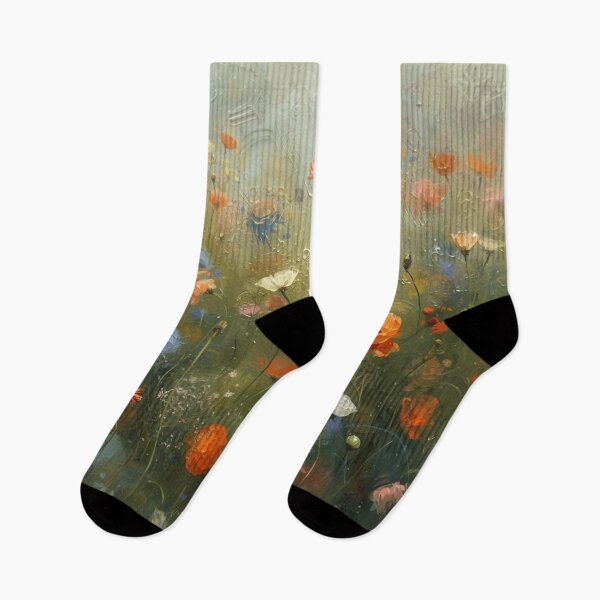 Item preview, Impressionistic wildflower meadow painting with colorful poppies designed and sold by Rue Market.