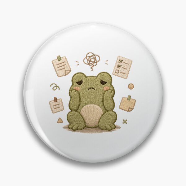 Item preview, Overwhelmed Frog Embroidery Cute Anxiety Kawaii Patch designed and sold by AMICO77.