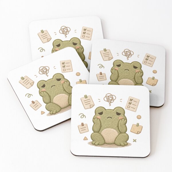 Item preview, Overwhelmed Frog Embroidery Cute Anxiety Kawaii Patch designed and sold by AMICO77.