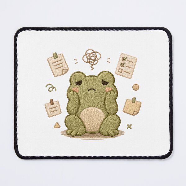 Item preview, Overwhelmed Frog Embroidery Cute Anxiety Kawaii Patch designed and sold by AMICO77.