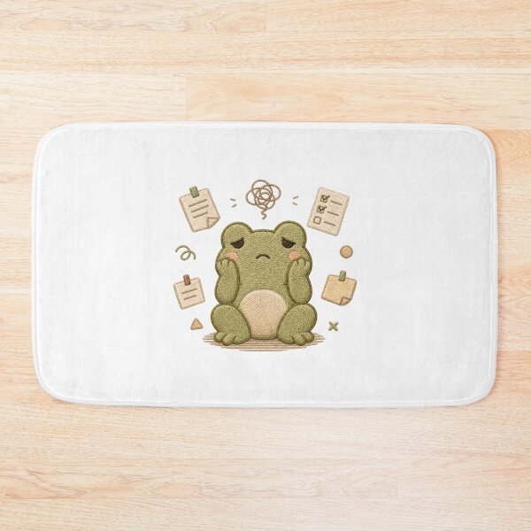 Item preview, Overwhelmed Frog Embroidery Cute Anxiety Kawaii Patch designed and sold by AMICO77.