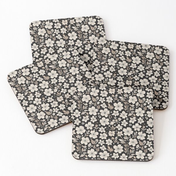 Item preview, Black and Cream Floral Seamless Pattern designed and sold by GraceInNatureCo.