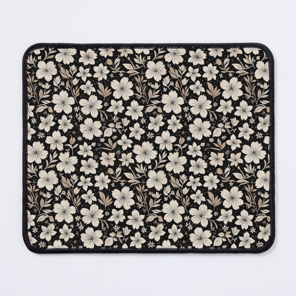 Item preview, Black and Cream Floral Seamless Pattern designed and sold by GraceInNatureCo.
