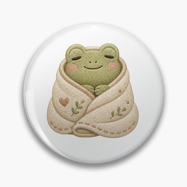 Item preview, Sleepy Frog Cozy Blanket Embroidery Aesthetic Patch designed and sold by AMICO77.