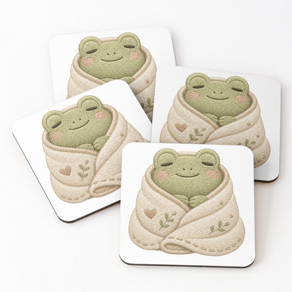 Item preview, Sleepy Frog Cozy Blanket Embroidery Aesthetic Patch designed and sold by AMICO77.