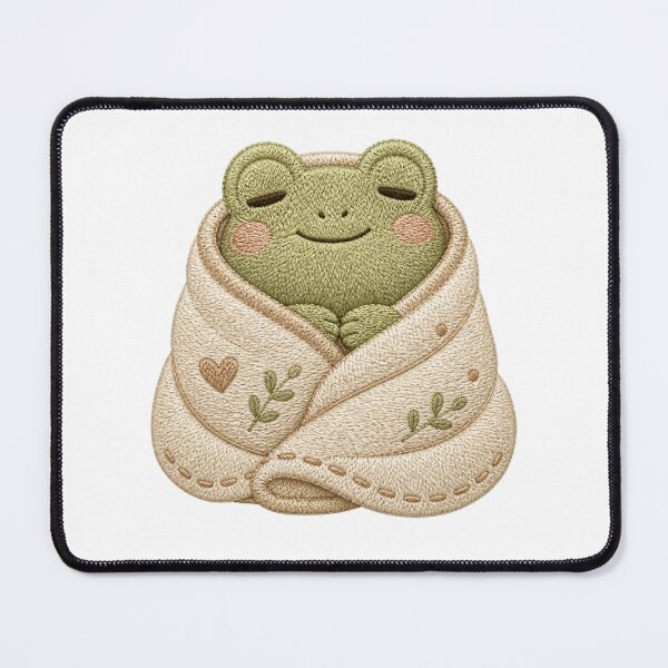 Item preview, Sleepy Frog Cozy Blanket Embroidery Aesthetic Patch designed and sold by AMICO77.