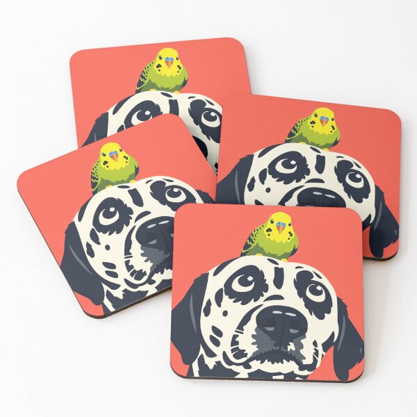 Item preview, Cute Dalmatian Dog with Parakeet Illustration designed and sold by Creative_Canvas.