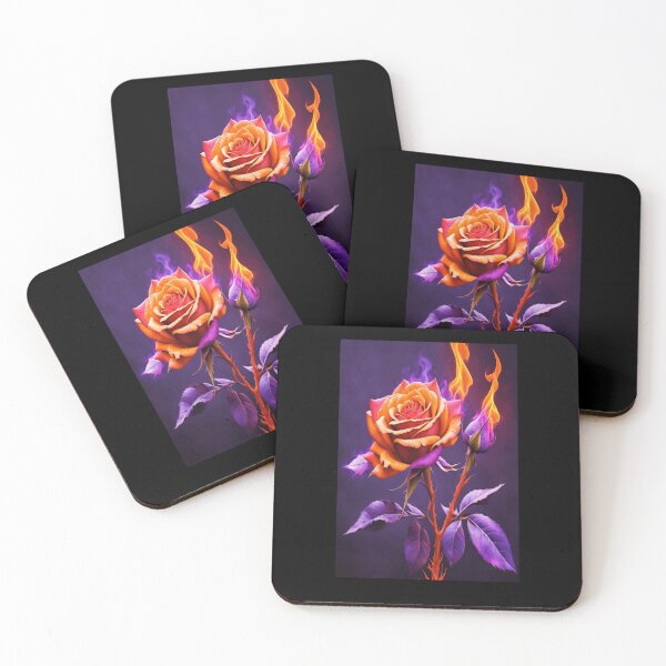 Item preview, Flaming Rose – Purple & Orange Fire Flower designed and sold by Dreaming Scheming Grinding Studio.