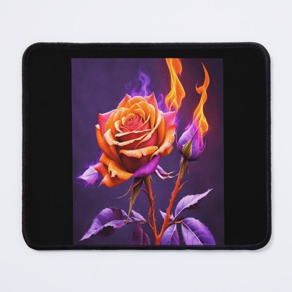 Item preview, Flaming Rose – Purple & Orange Fire Flower designed and sold by Dreaming Scheming Grinding Studio.