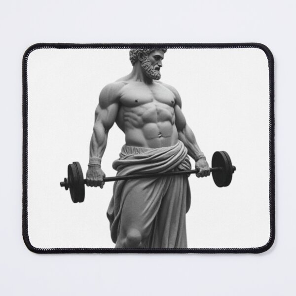 Item preview, Greek God Stoic Warrior Gym Statue | Ancient Roman Sculpture Lifting Barbell | Aesthetic Fitness Motivational Art designed and sold by Pochininki.