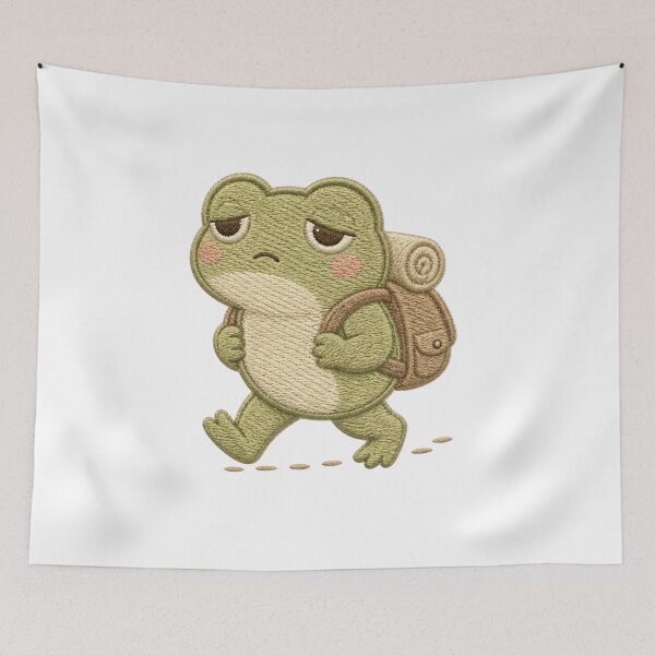 Item preview, Tired But Determined Frog Embroidery Aesthetic Design designed and sold by AMICO77.