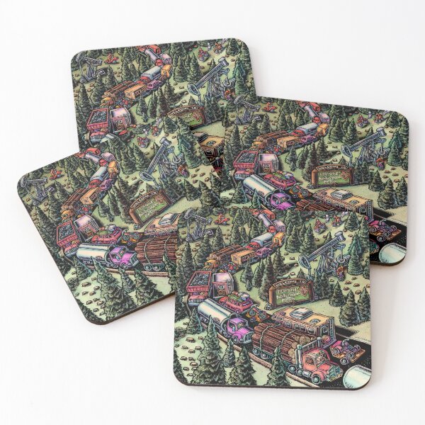 Item preview, road through national park forest filled with traffic from logging, oil extraction and vacationers designed and sold by LisaHaney.