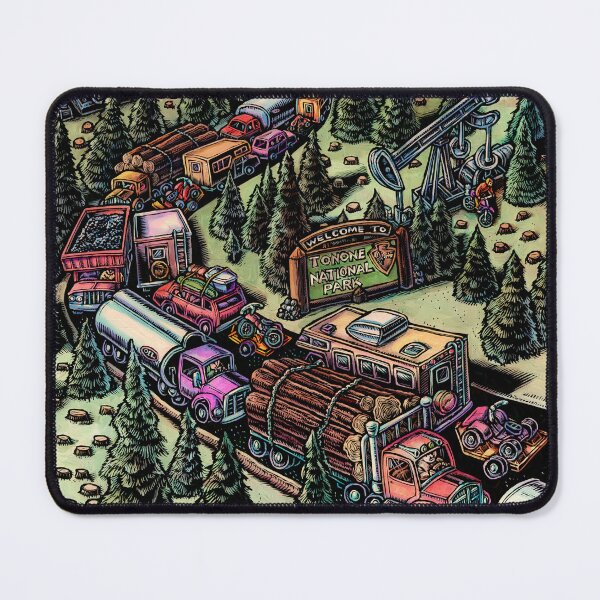 Item preview, road through national park forest filled with traffic from logging, oil extraction and vacationers designed and sold by LisaHaney.