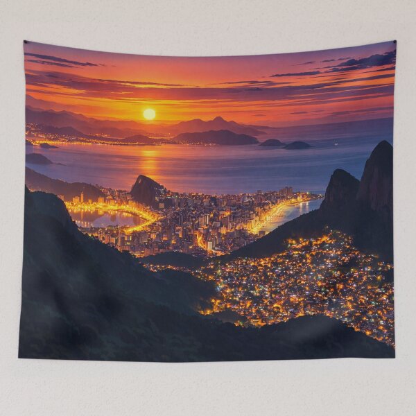 Item preview, Rio de Janeiro Sunset City Lights Panorama designed and sold by Creative_Canvas.