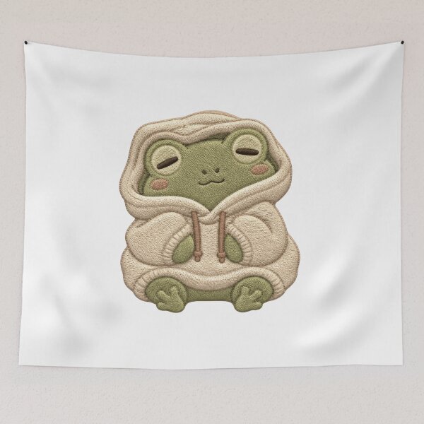 Item preview, Cozy Frog Hoodie Embroidery Patch – Sleepy Kawaii Vibes designed and sold by AMICO77.