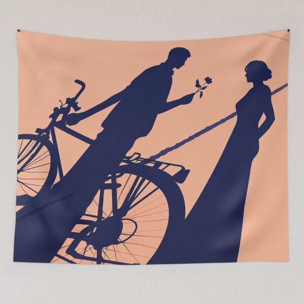 Item preview, Romantic Couple Bicycle Sunset Silhouette Illustration designed and sold by Creative_Canvas.