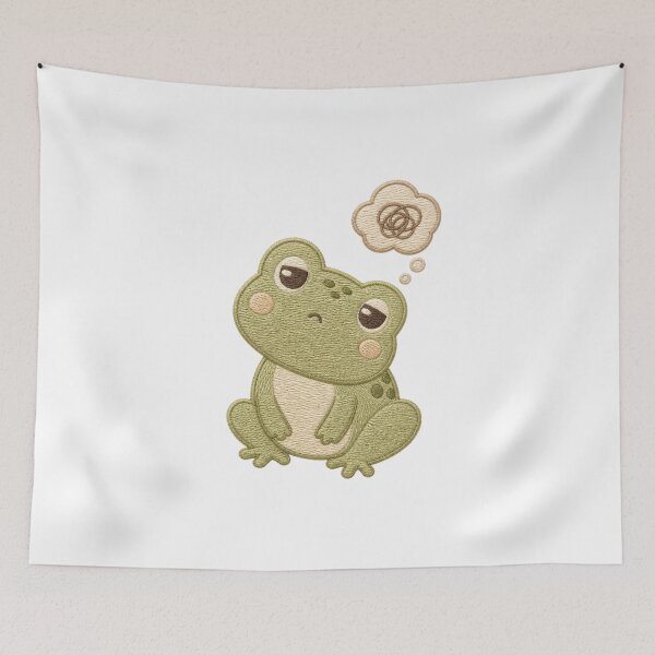 Item preview, Confused Frog Embroidery Patch Cute Cozy Kawaii Aesthetic designed and sold by AMICO77.