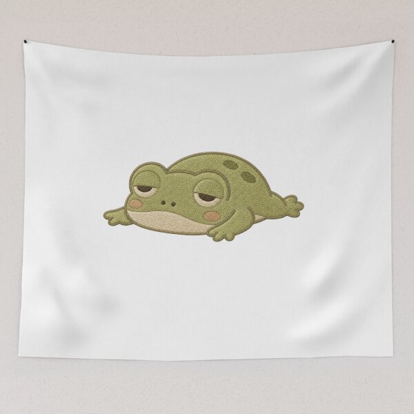 Item preview, Burnt Out Frog Embroidery Patch Aesthetic Cozy Low Energy Mood designed and sold by AMICO77.