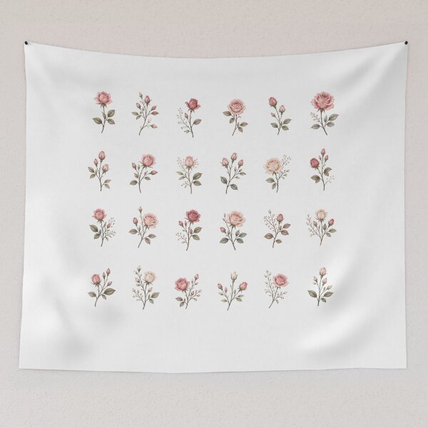 Item preview, Vintage Mini Rose Pattern | Delicate Pink Botanical Floral Collage Aesthetic designed and sold by Joyfulfabric.