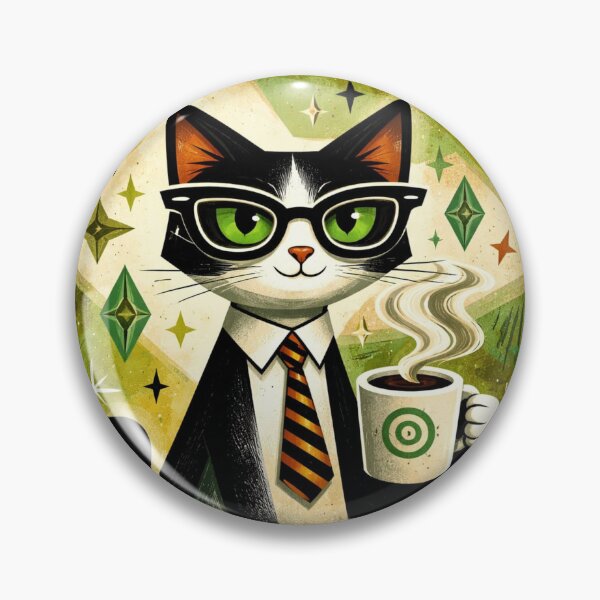 Item preview, Cat With Coffee,Fun,Green Background designed and sold by VFWChuck.