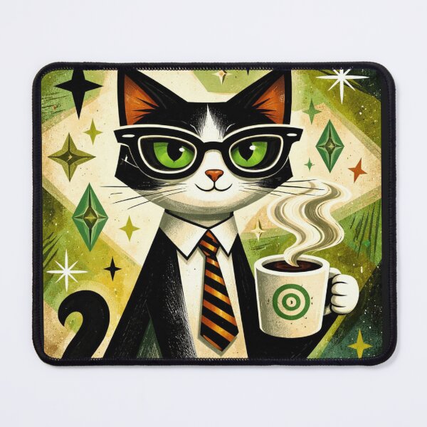 Item preview, Cat With Coffee,Fun,Green Background designed and sold by VFWChuck.