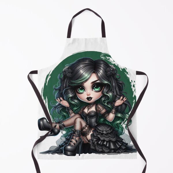 Item preview, Gothic Kawaii Doll with Green Hair and Emerald Eyes designed and sold by Szpaku desart .