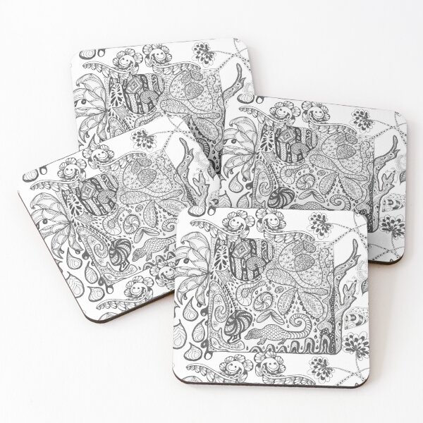 Item preview, Zentangle Color Yourself Black and White Fantasy Jungle designed and sold by CheranY.