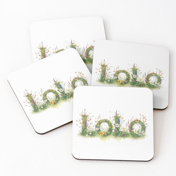 Item preview, Floral logo spelled with wildflowers and meadow greenery designed and sold by Rue Market.